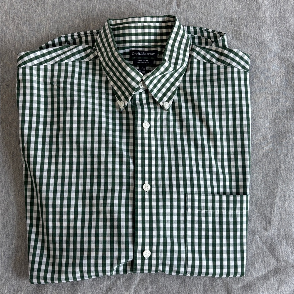 Ex. condition!! Croft & Barrow Green Casual Button Down Shirt size 16 34/35